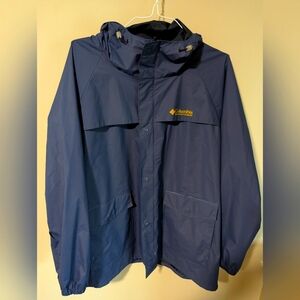 Columbia Men's Navy Rain Suit - Hooded Jacket And Matching Pants